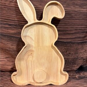 Wooden Bunny Shaped Serving Tray - Natural Wood